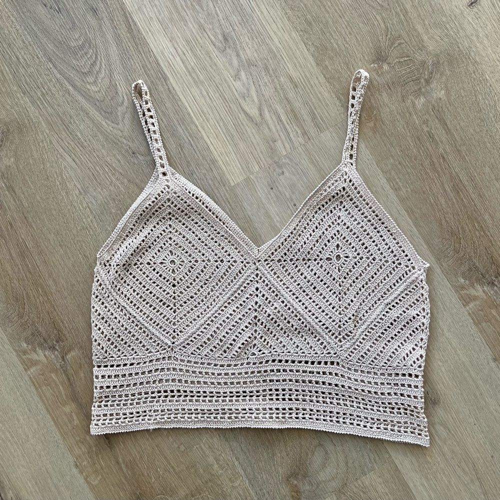 crochet beige top